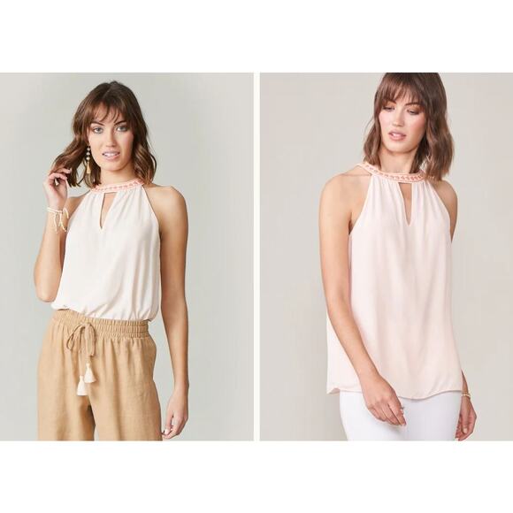 NWT Spartina 449 Corynne Silk Halter Top Blouse Tie Back Cami Soft Blush XS - Picture 6 of 7